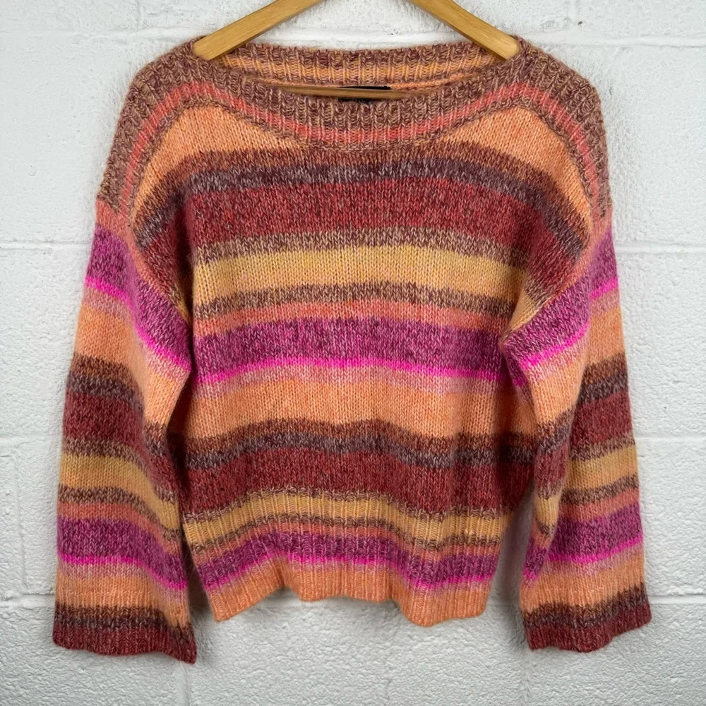 J.Crew Wide Sleeve Alpaca Blend Sweater in Ombré Stripe Size S - Picture 4 of 12